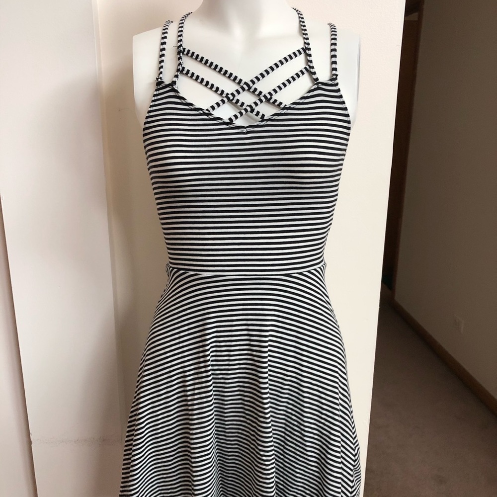 Hollister, black and white striped sun dress